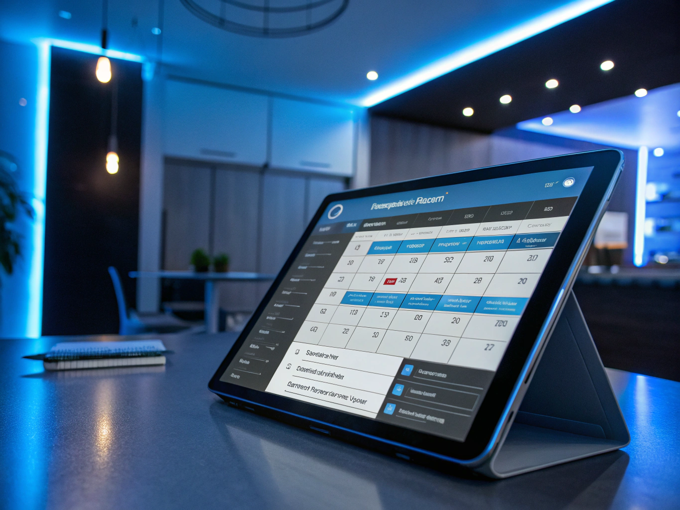 Digital calendar interface showing available mobile tire service slots